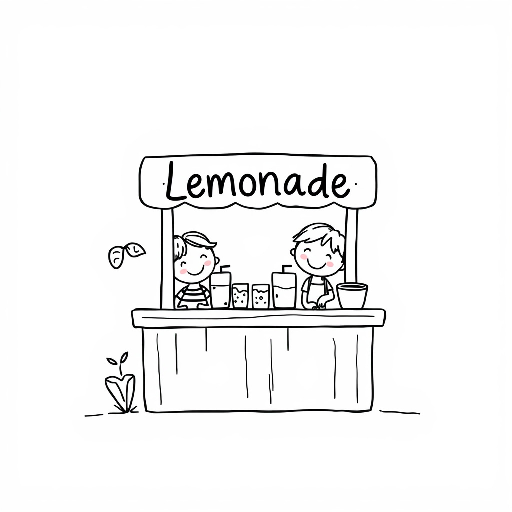 Lemonade stand with smiling children