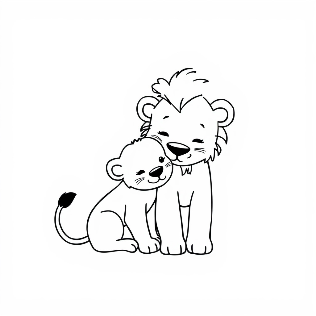 Lioness comforting cub