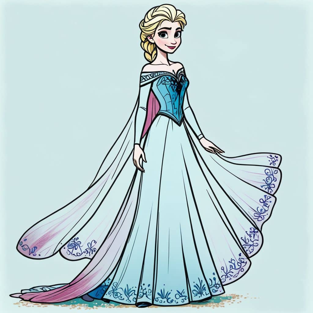 Colored Elsa in her ice dress