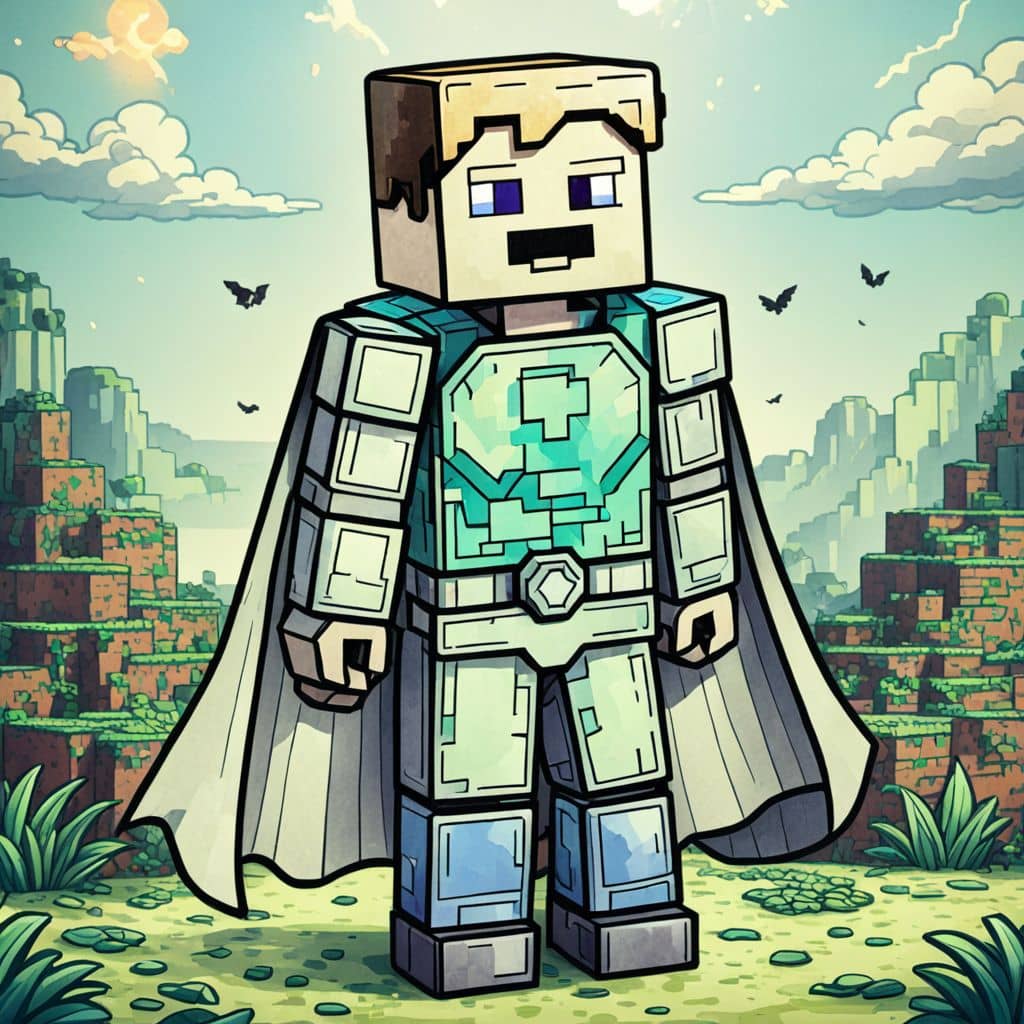 Colored Minecraft Steve - superhero costume