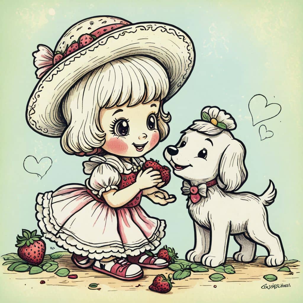 Colored Strawberry Shortcake feeding Pupcake