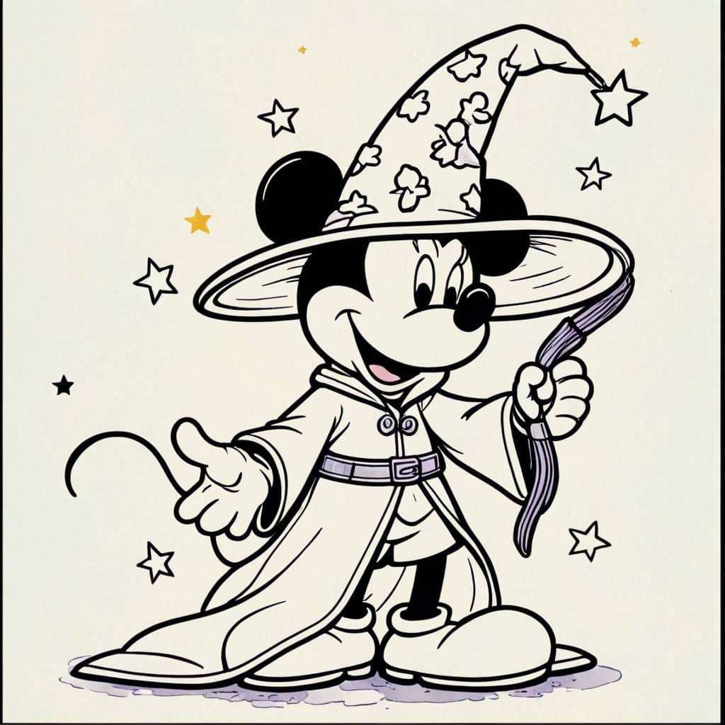 Colored Mickey Mouse - wizard costume