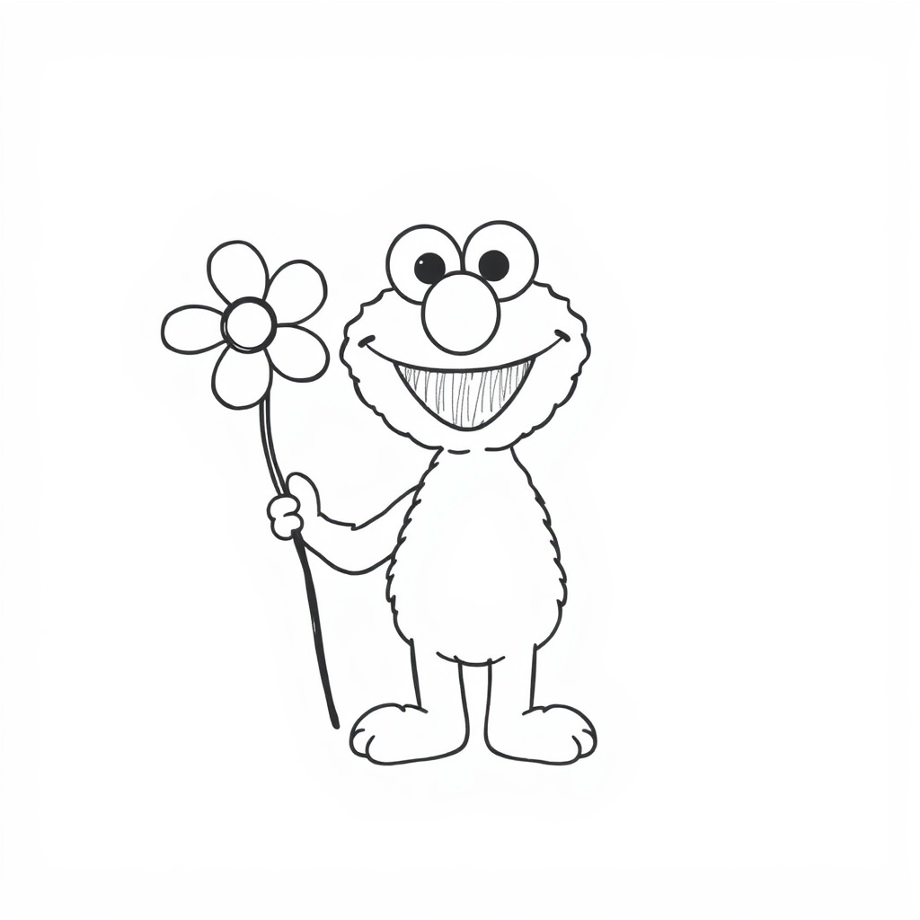 Elmo with a spring flower