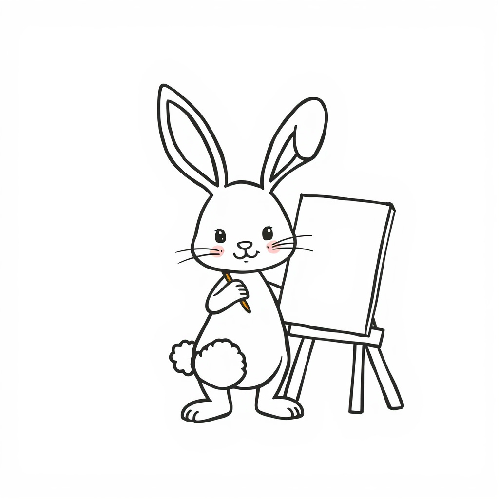 Bunny painting a canvas