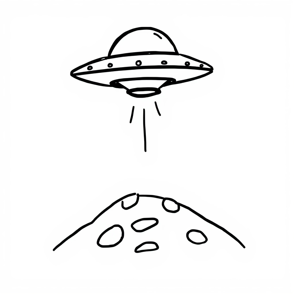 UFO hovering over alien planet