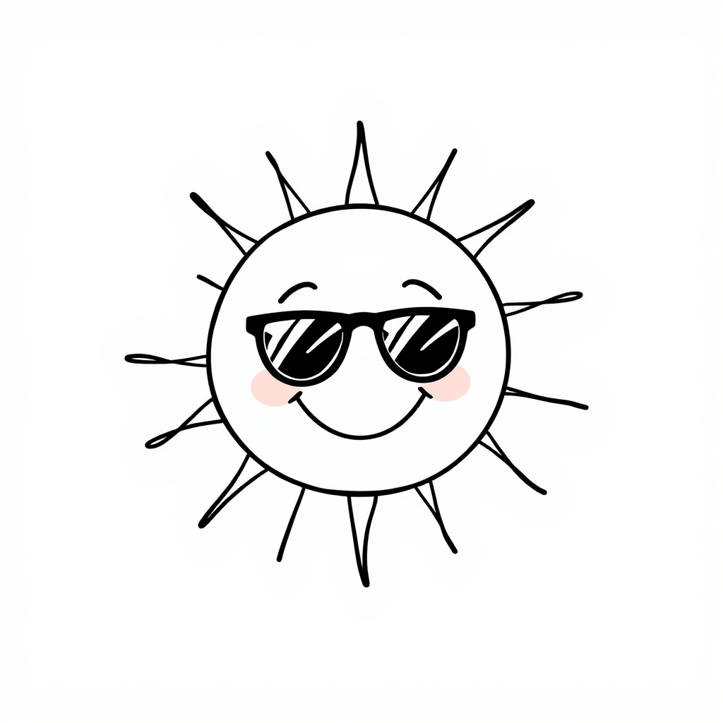 Happy sun wearing sunglasses and smiling