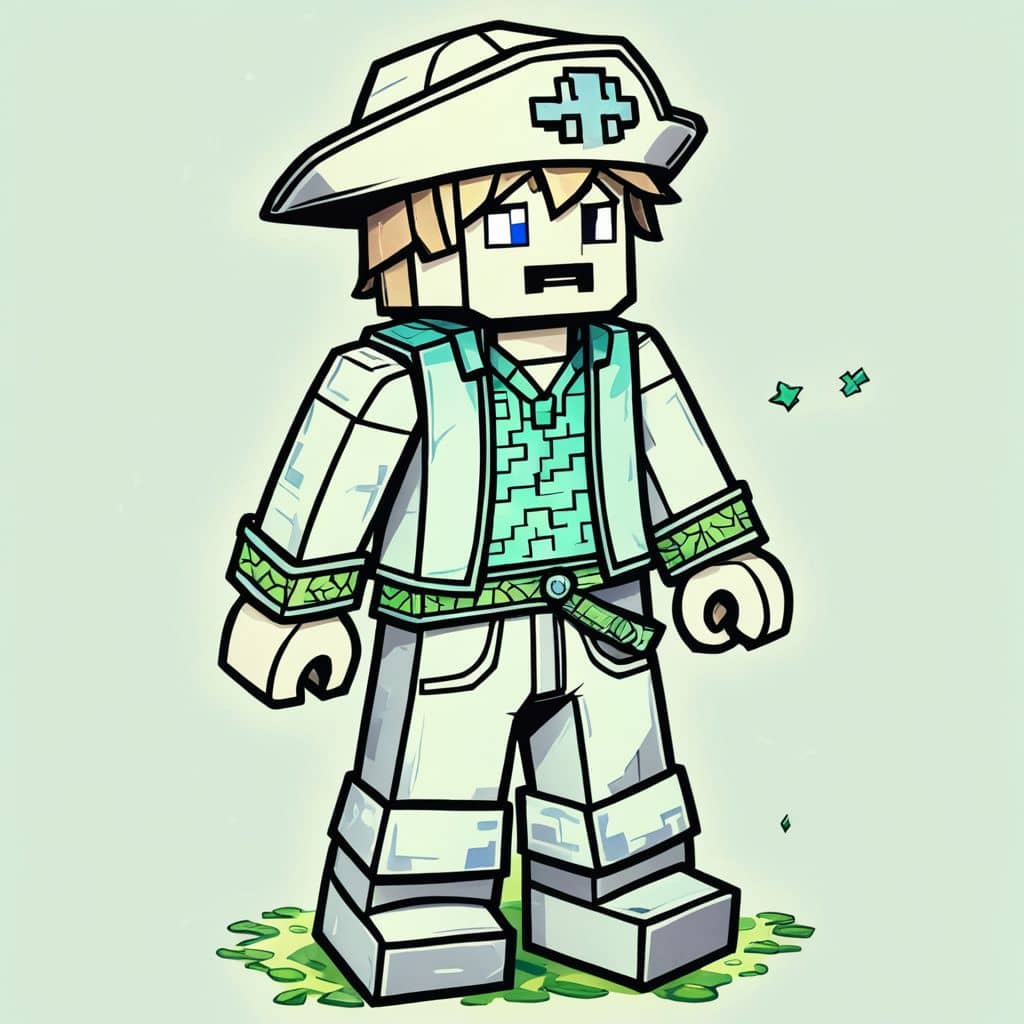 Colored Minecraft Alex - pirate outfit