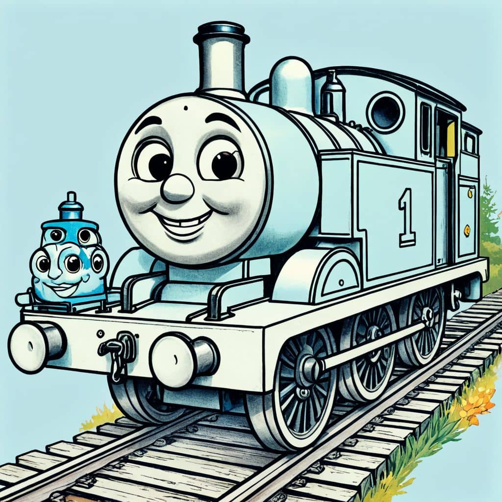 Colored Percy-the-small-engine from Thomas & Friends carrying a birthday cake