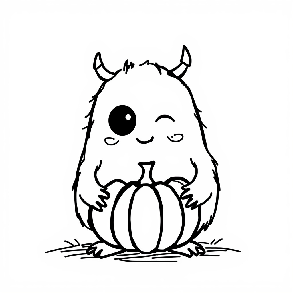 Cute Monster with a pumpkin