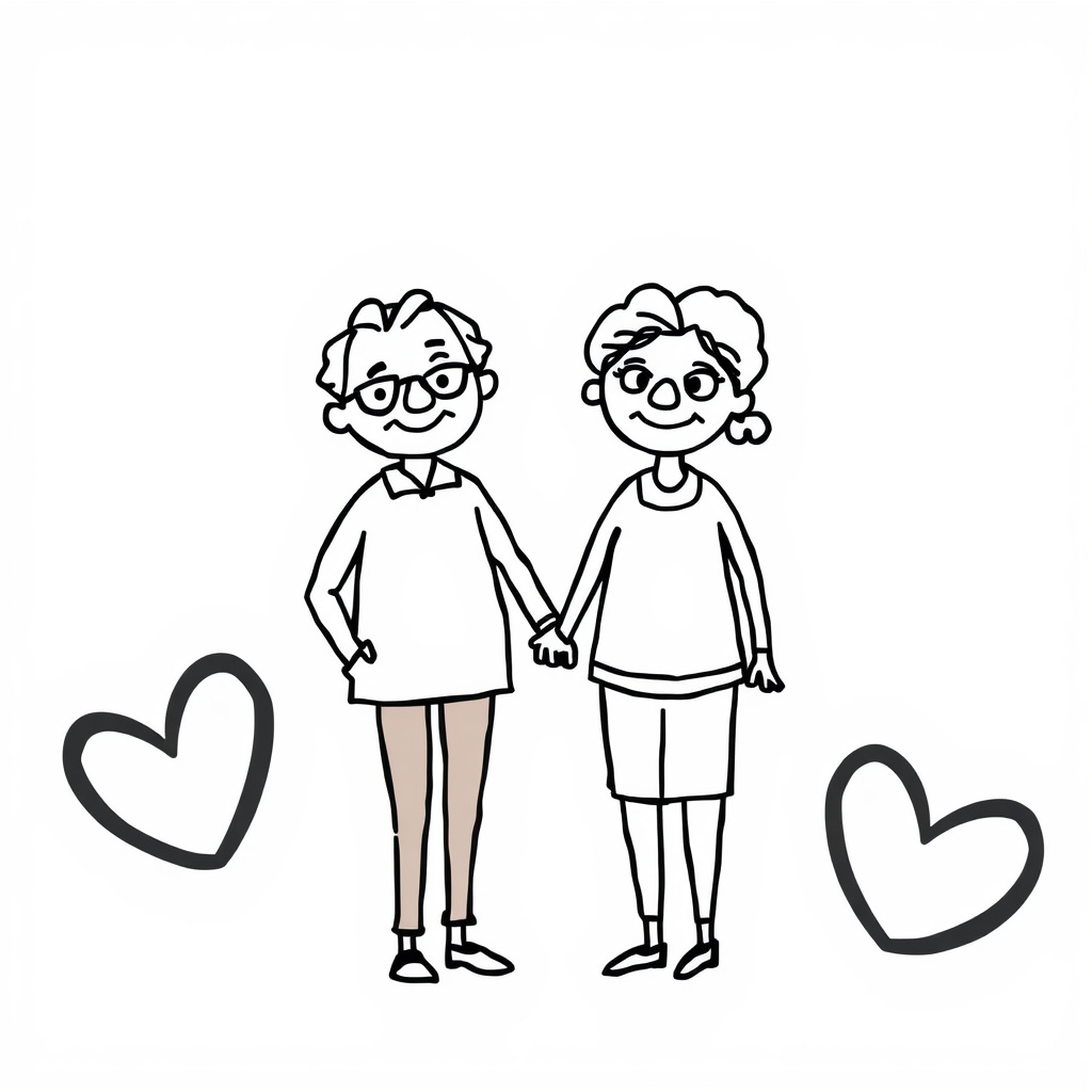 Elderly couple holding hands