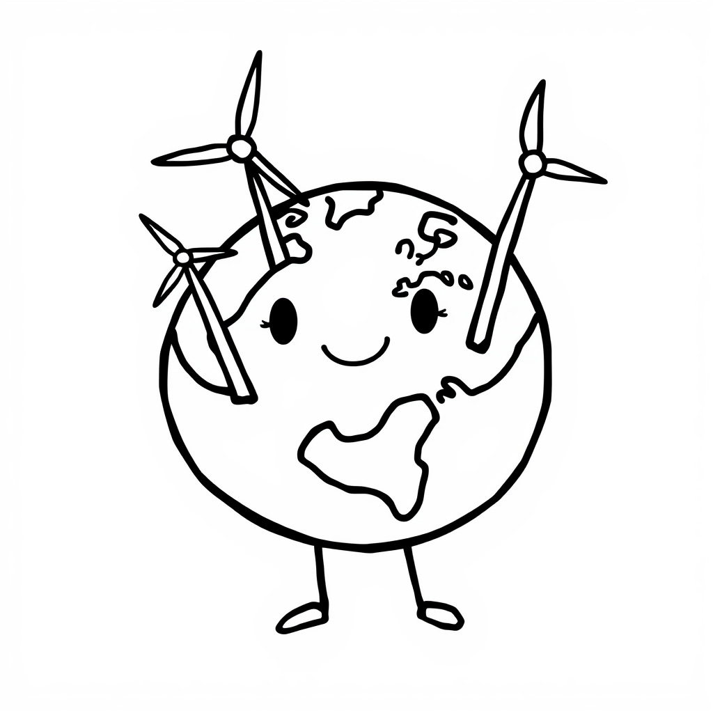 Earth Globe holding wind turbines