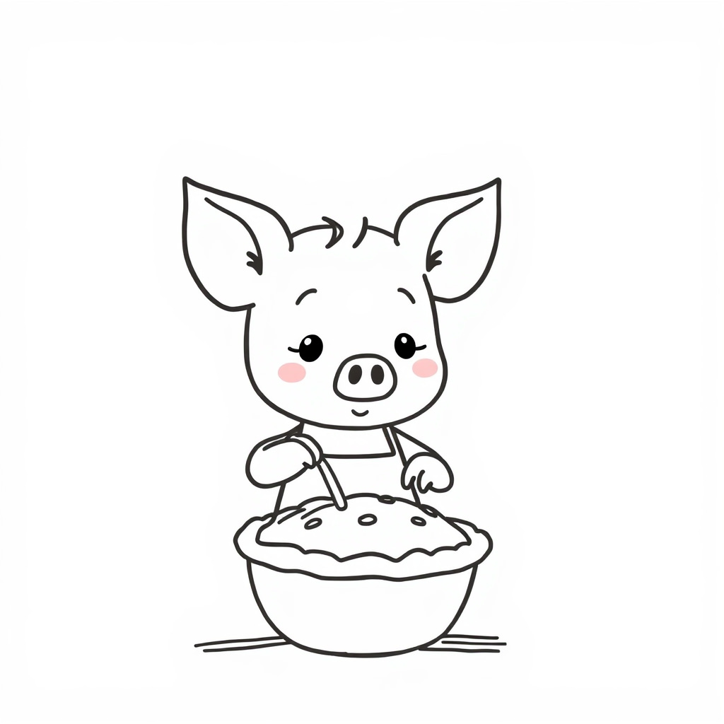 Piglet baking a pie