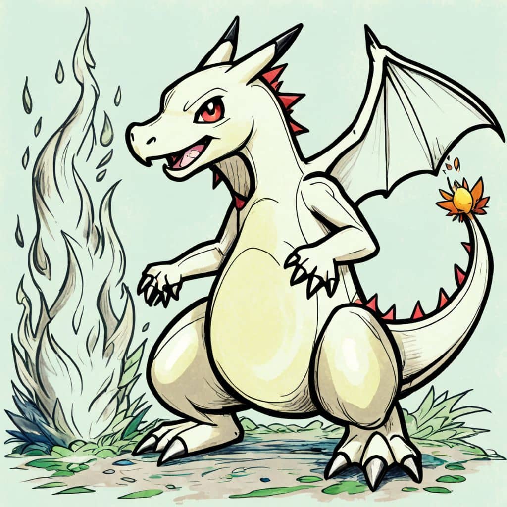 Colored Charizard breathing fire
