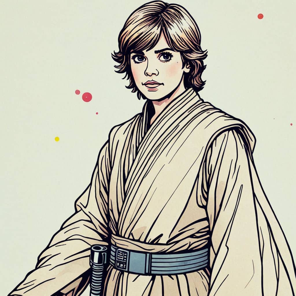 Colored Luke Skywalker in Jedi robes