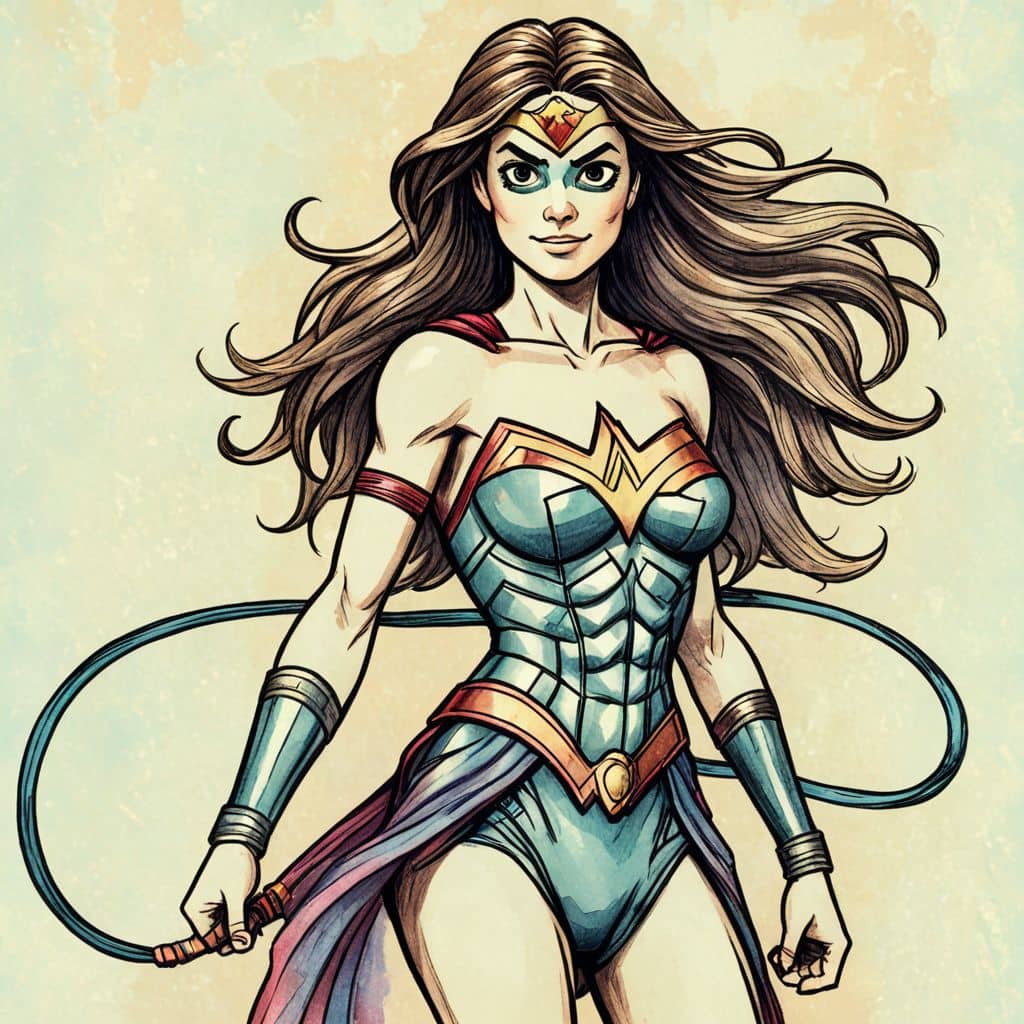 Colored Wonder Woman - the DC Comics superhero holding her lasso