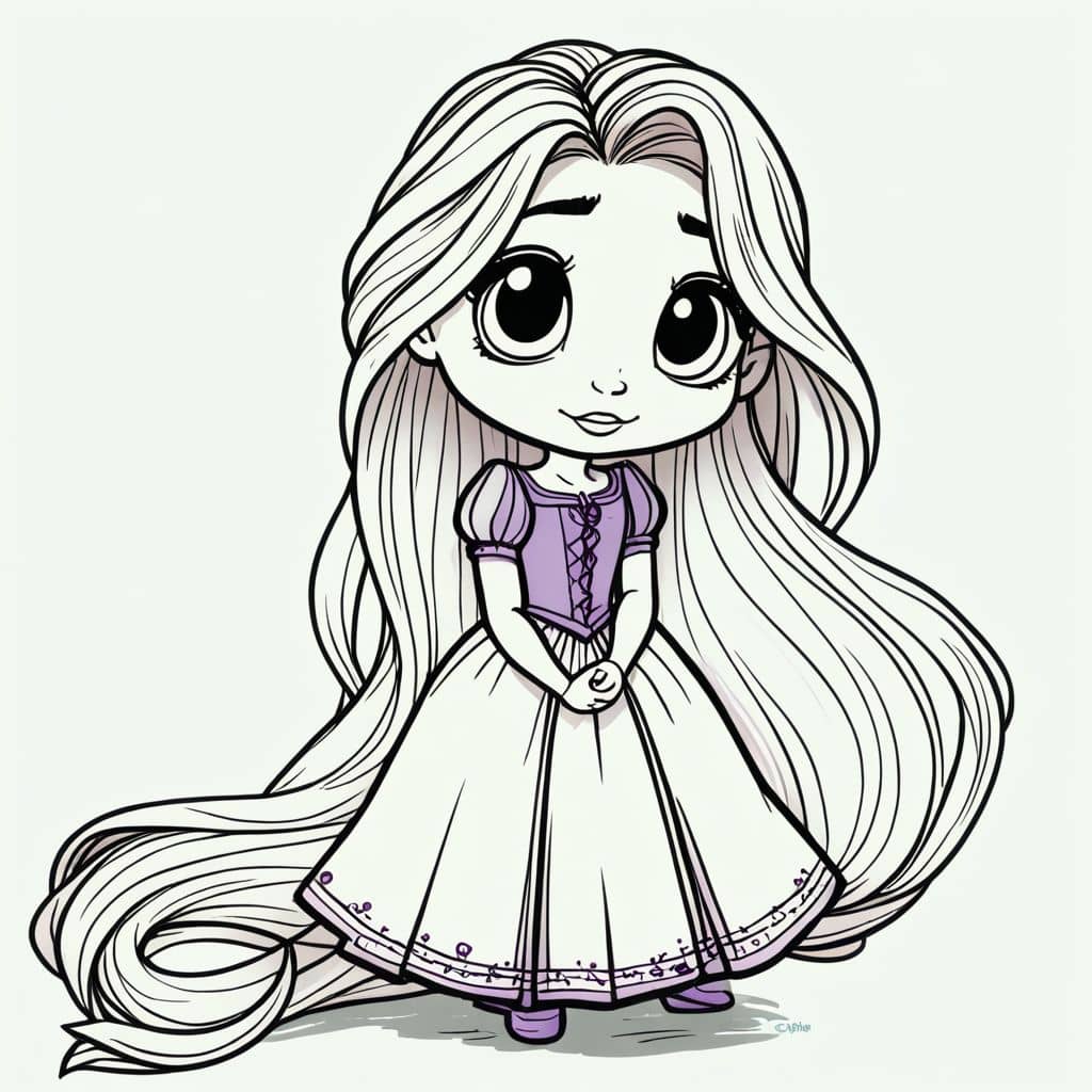 Colored Chibi Rapunzel - the princess from Tangled painting