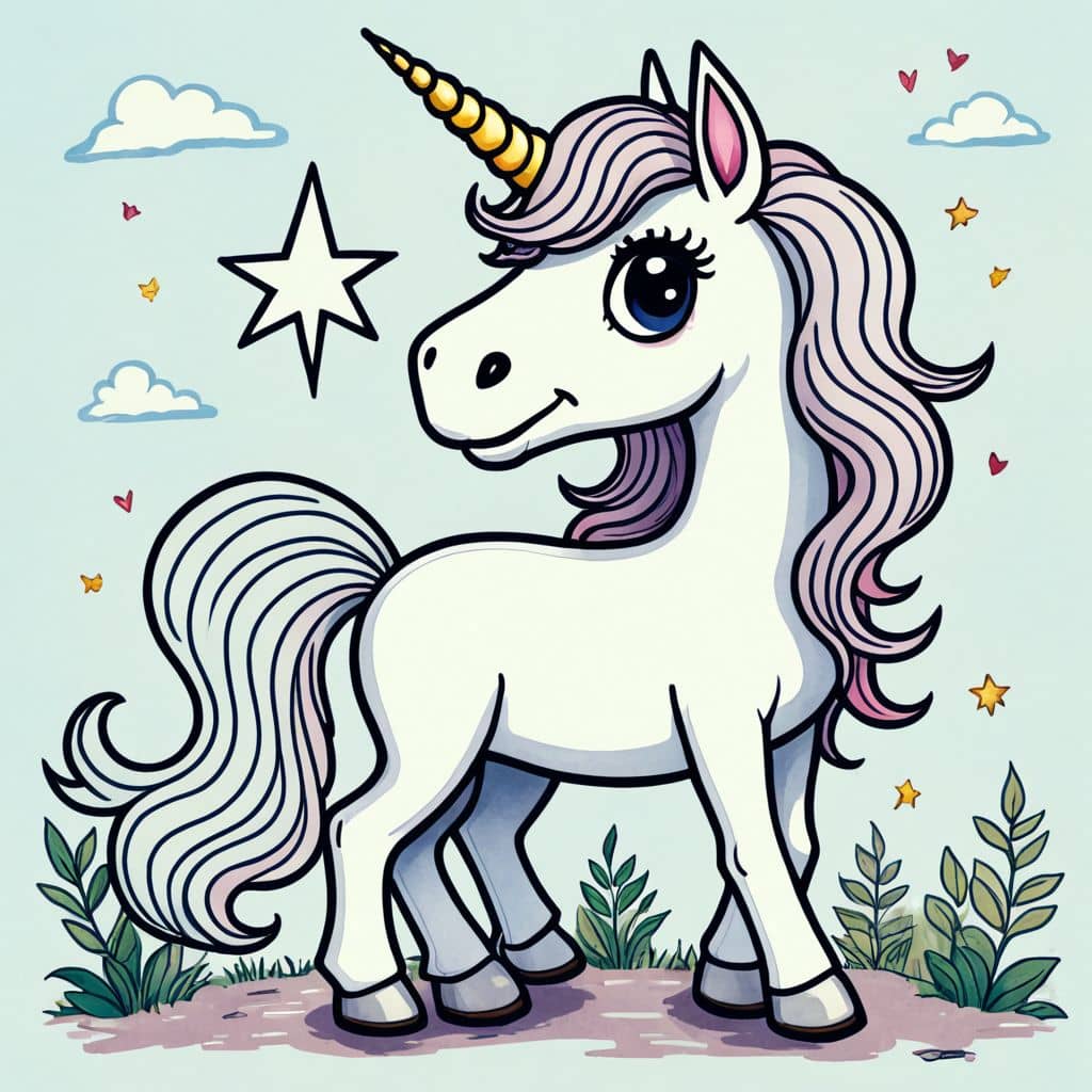 Colored Unicorn holding a sparkling star