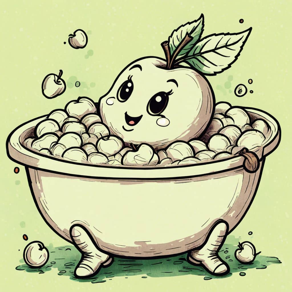 Colored Apple taking a bubble bath