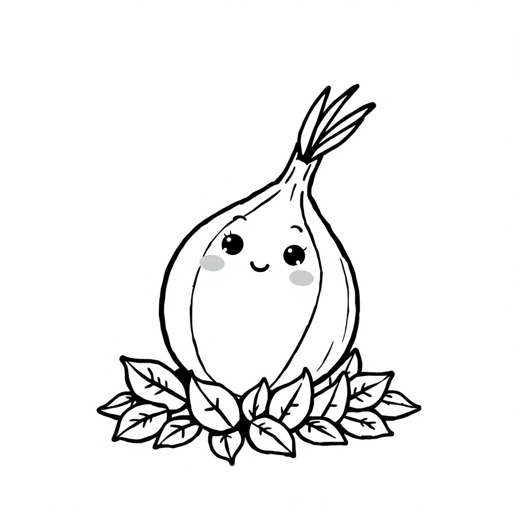 Onion in autumn leaves pile