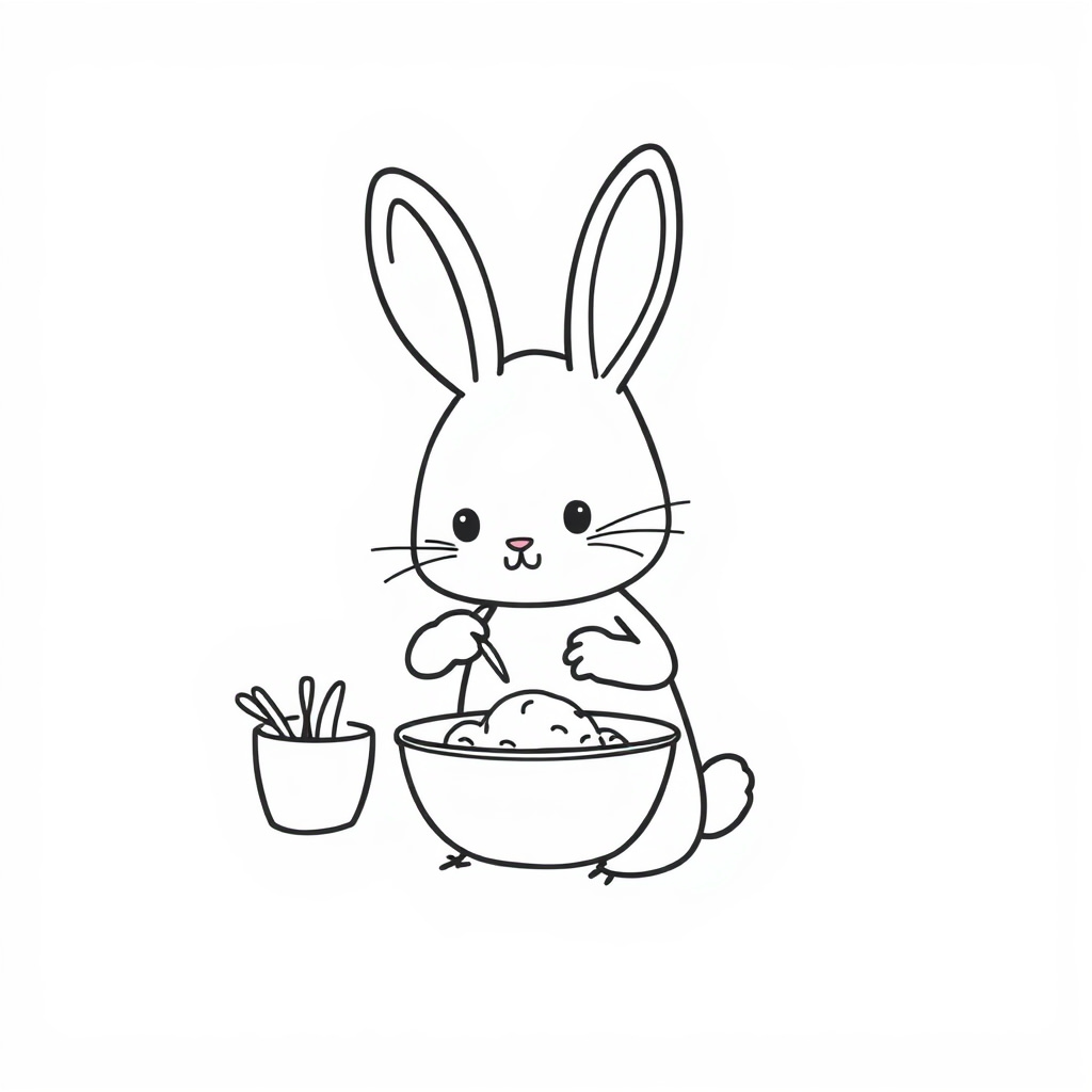 Bunny cooking a meal