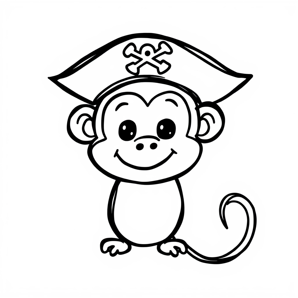 Monkey wearing a pirate hat