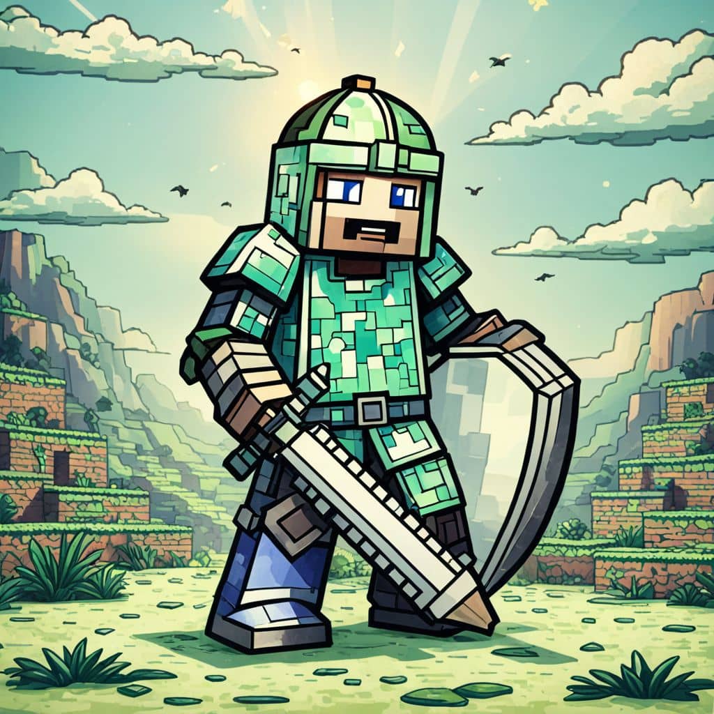 Colored Minecraft Alex - medieval knight