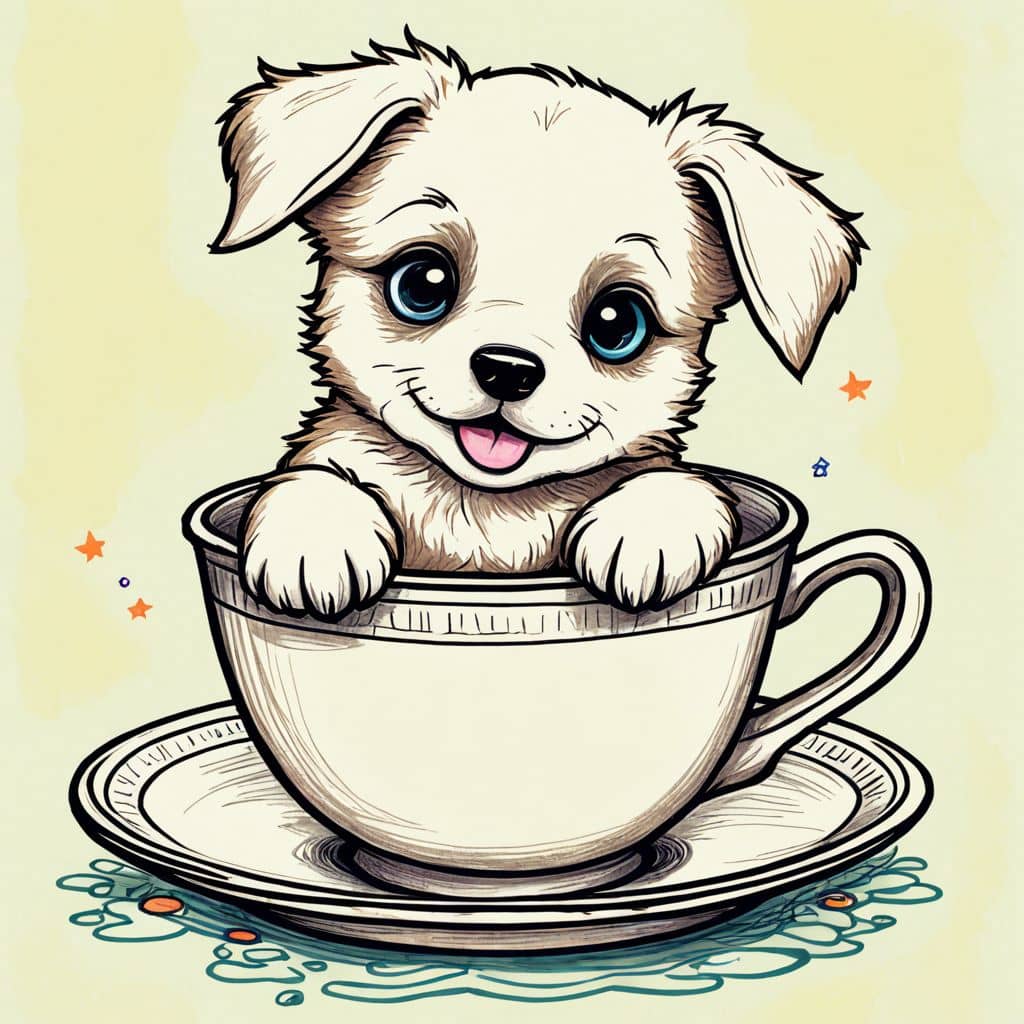 Colored Puppy in a teacup
