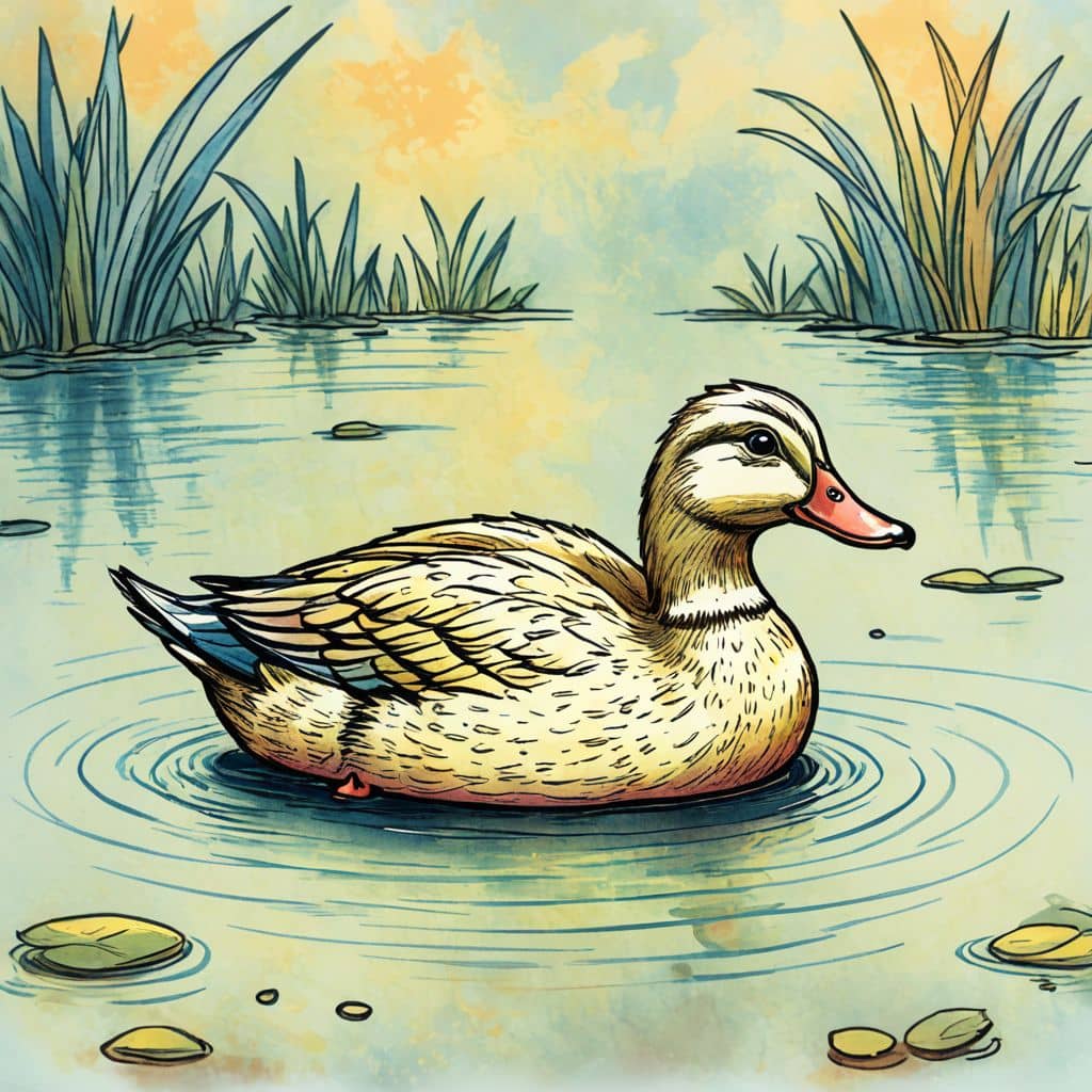 Colored Duck swimming in a pond