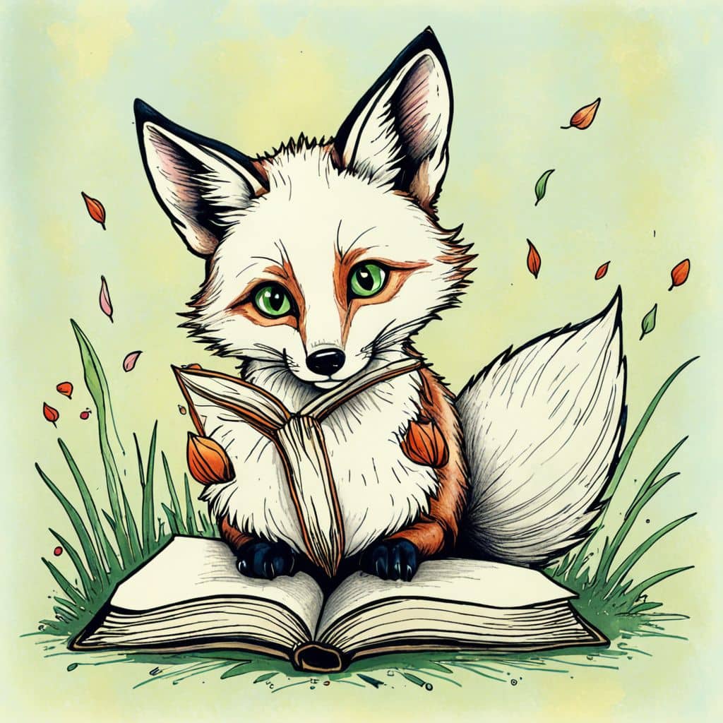 Colored Fox reading a book