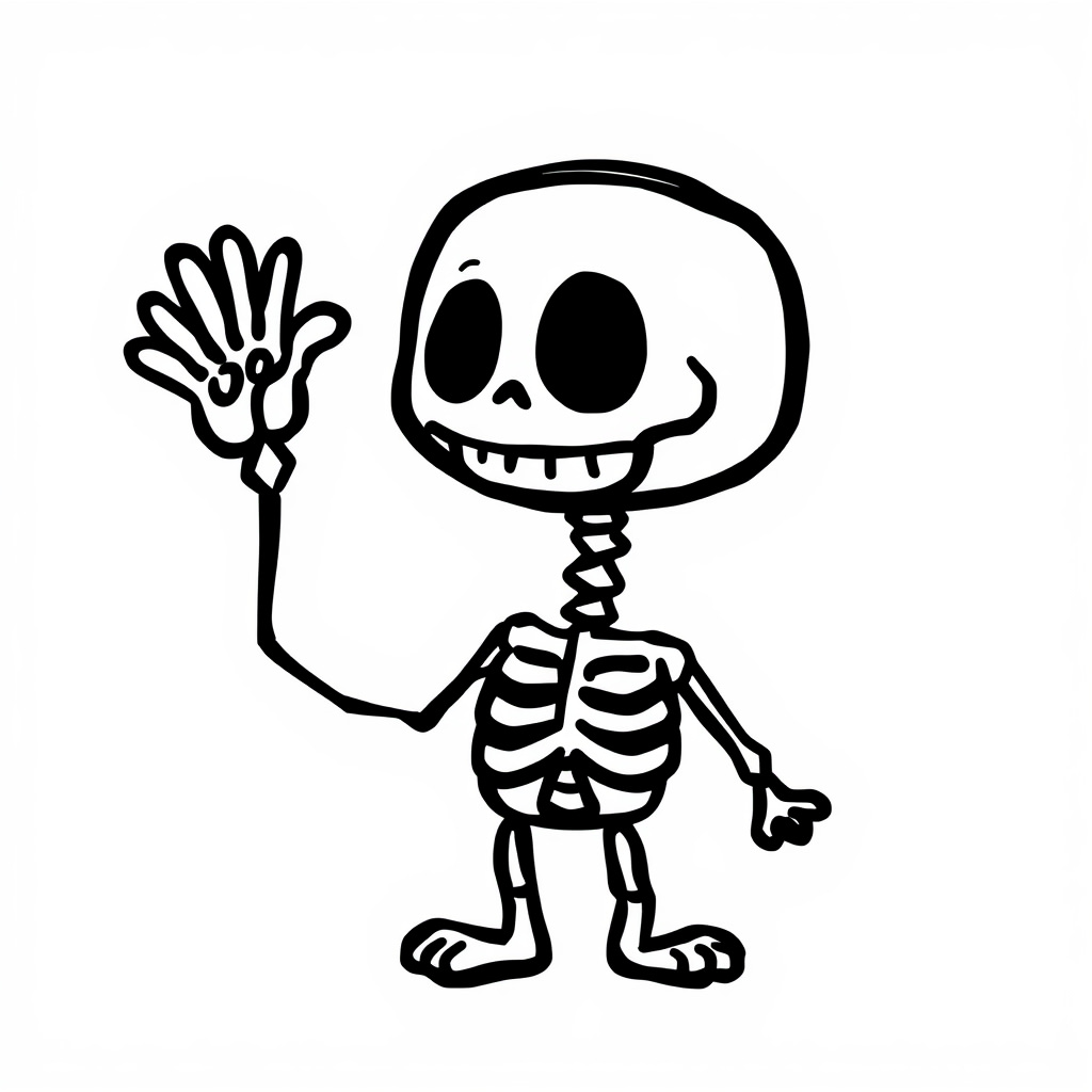 Skeleton waving hello