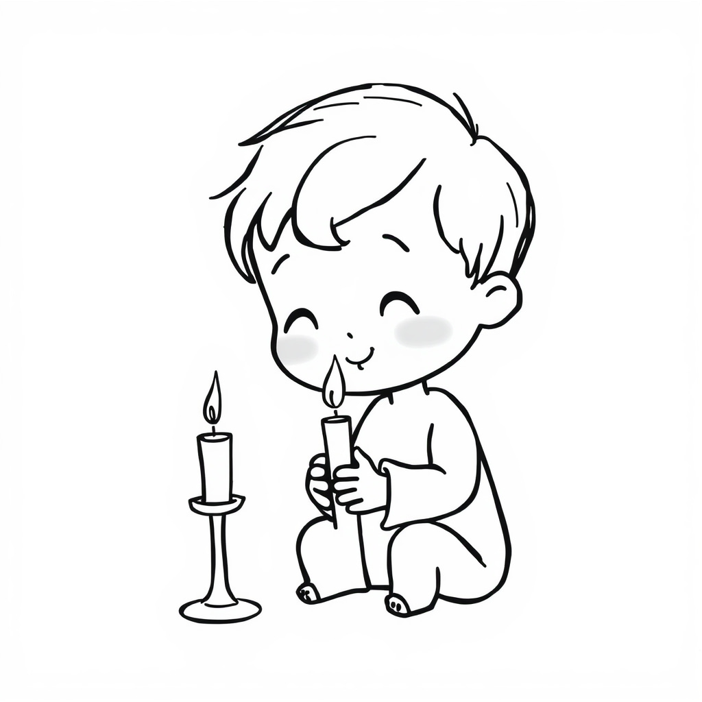 Child lighting a candle