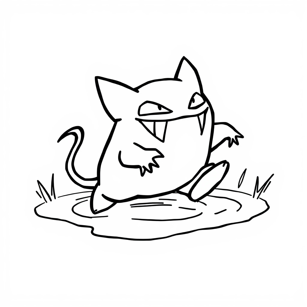 Gengar jumping in a puddle