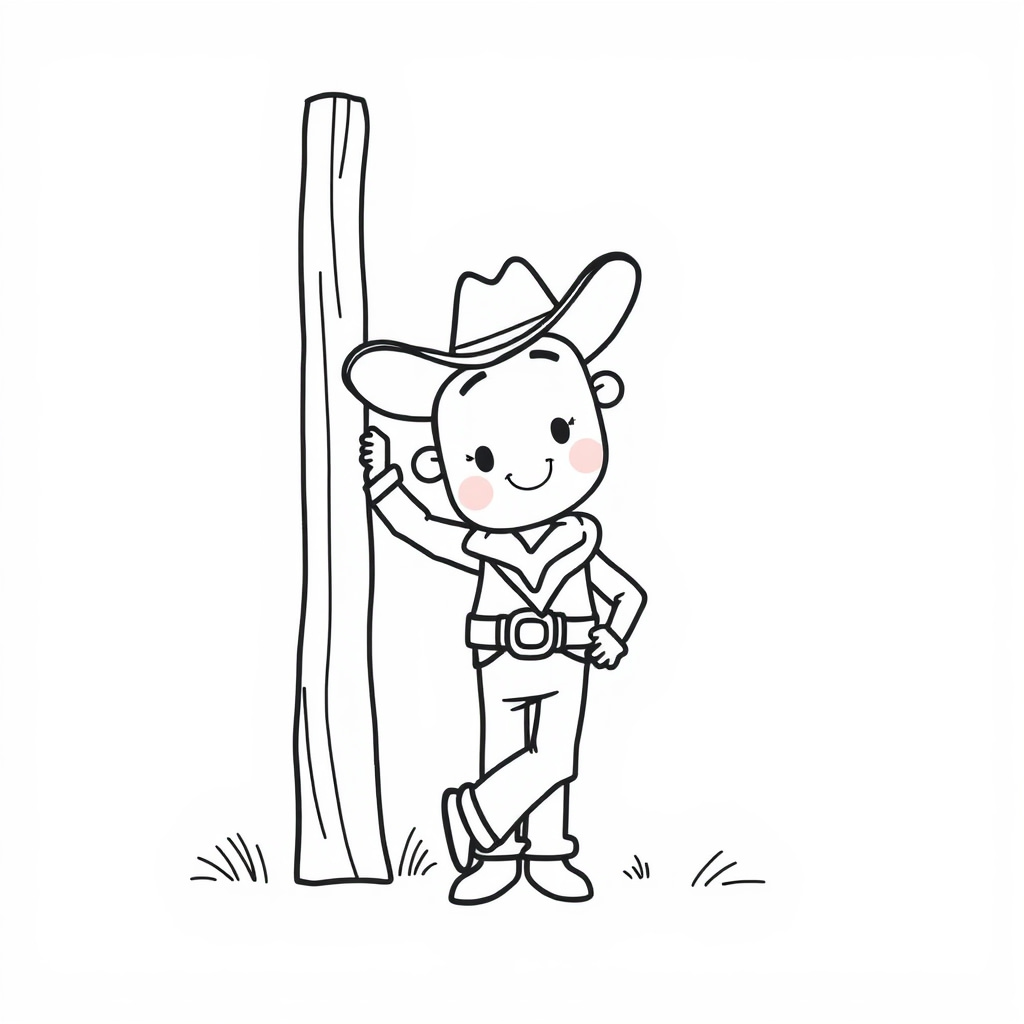 Cowboy leaning against post