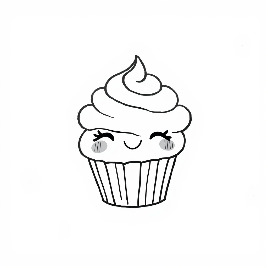 Frosted cupcake winking playfully