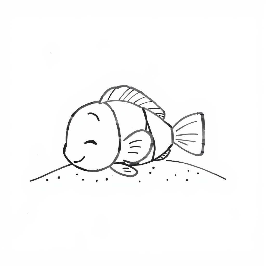 Nemo sleeping on sand