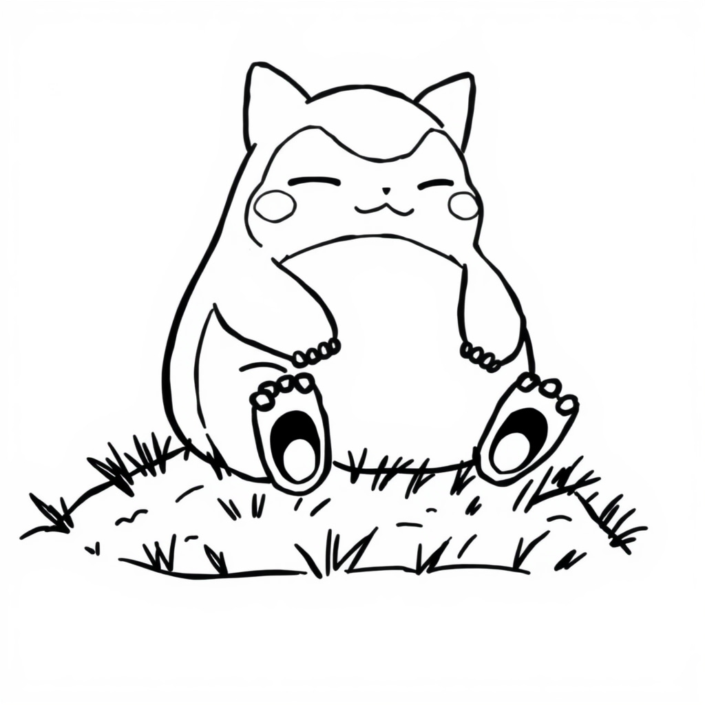 Snorlax sleeping on a grassy hill