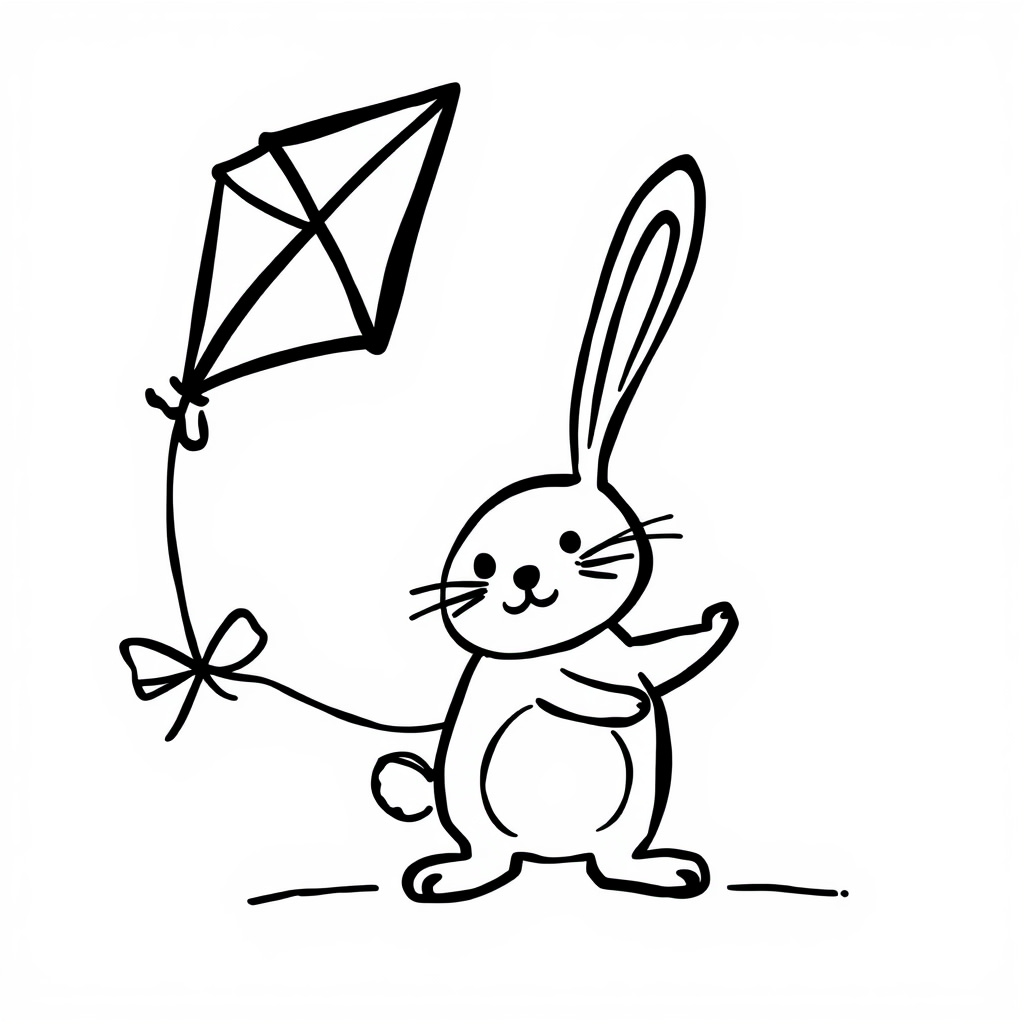 Bunny flying a kite