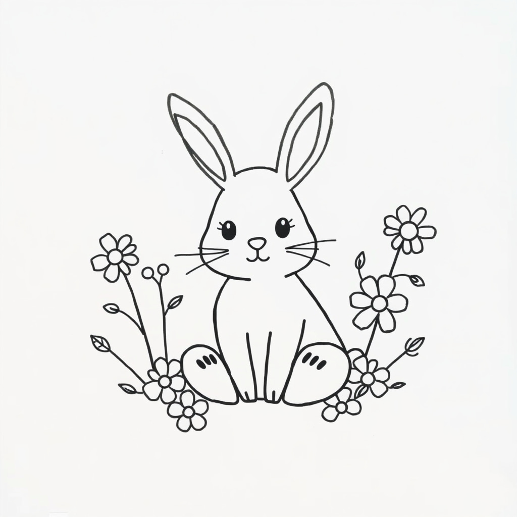 Bunny surrounded by flowers