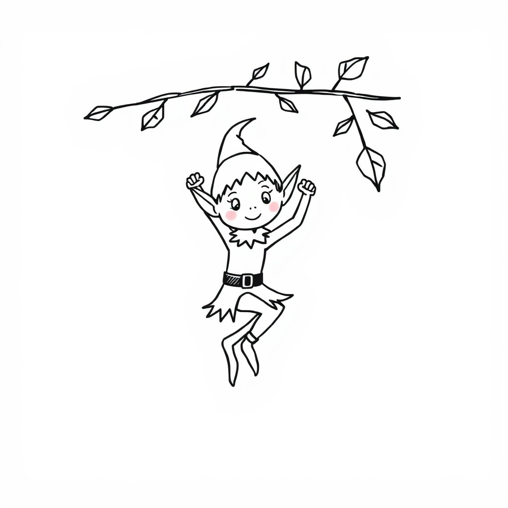 Elf swinging on vine