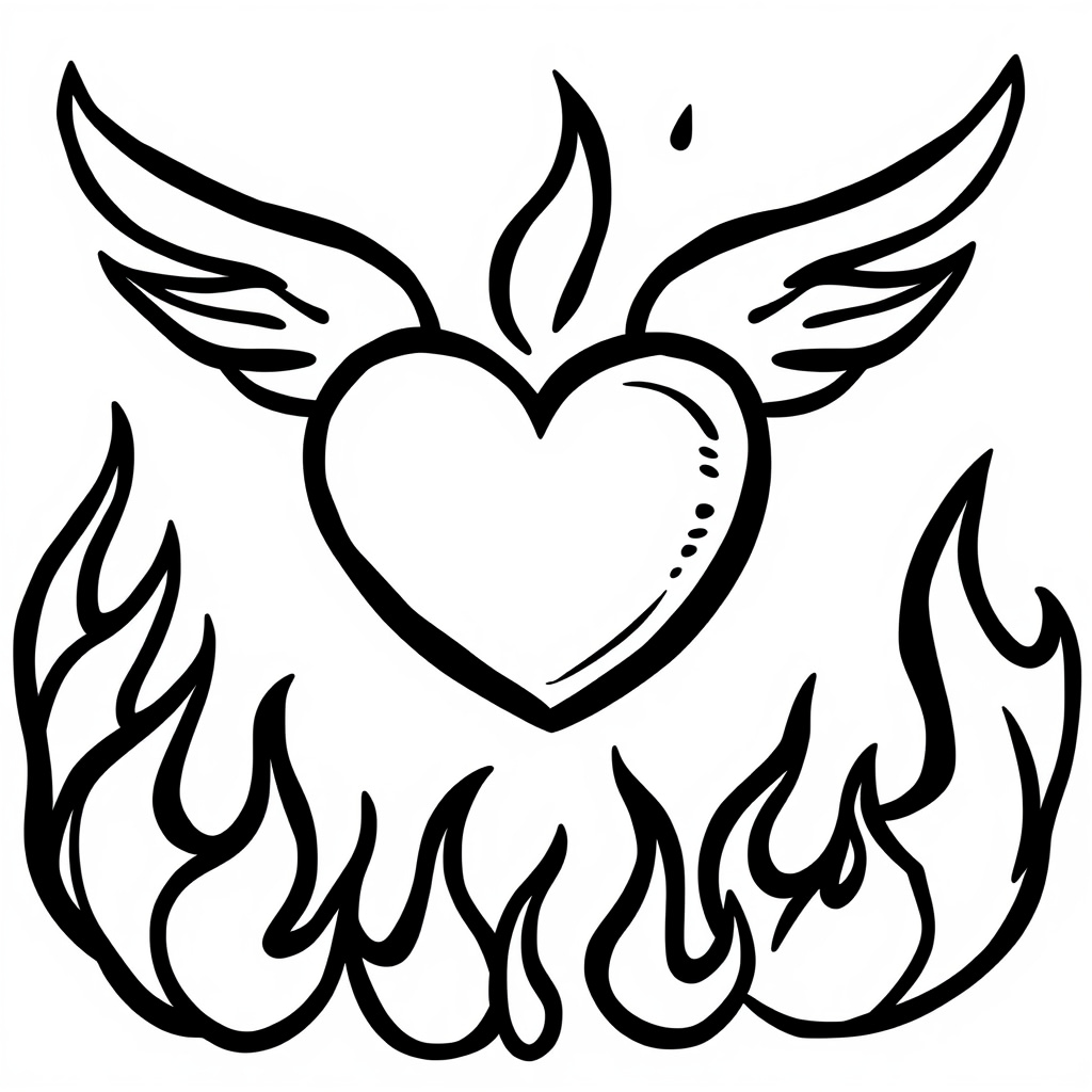 Heart in a phoenix's flames