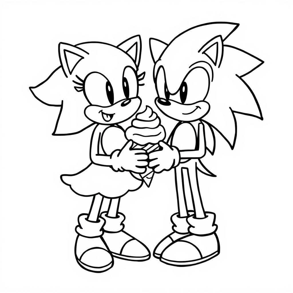 Sonic and Cream sharing ice cream