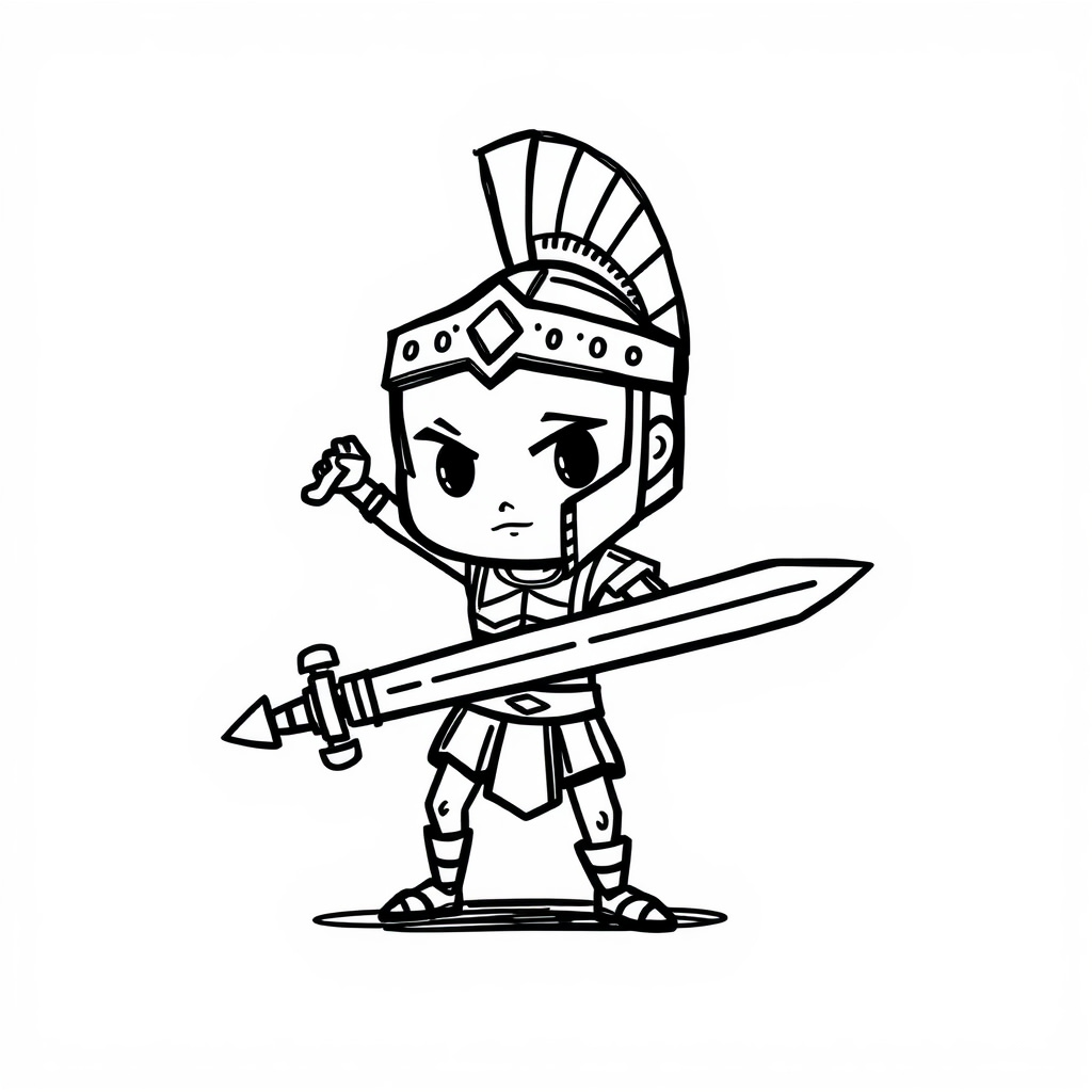 Gladiator readying sword for combat