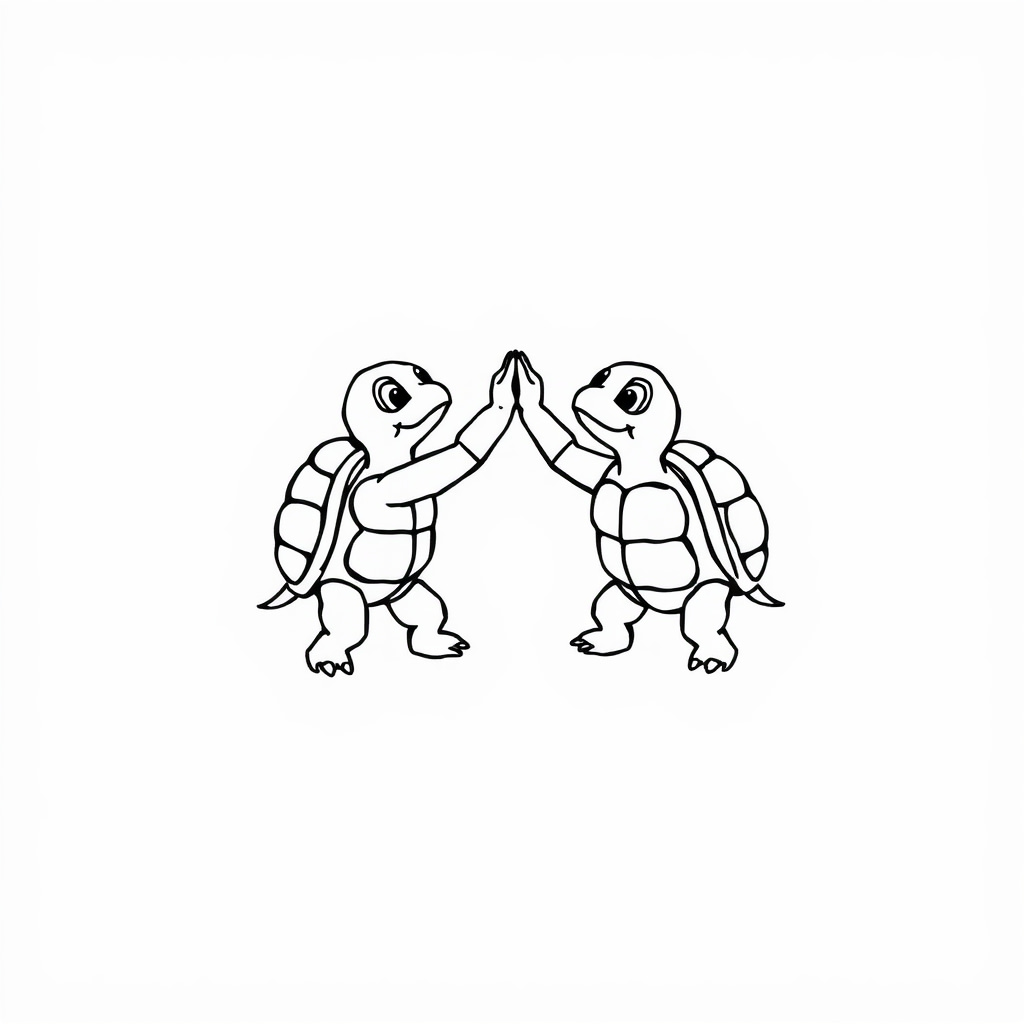 Turtles high-fiving