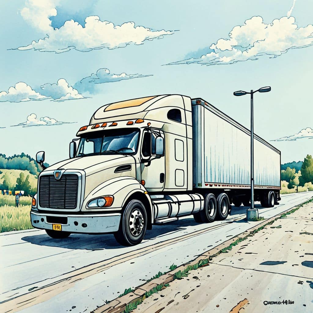 Colored Truck Driver parked at rest stop