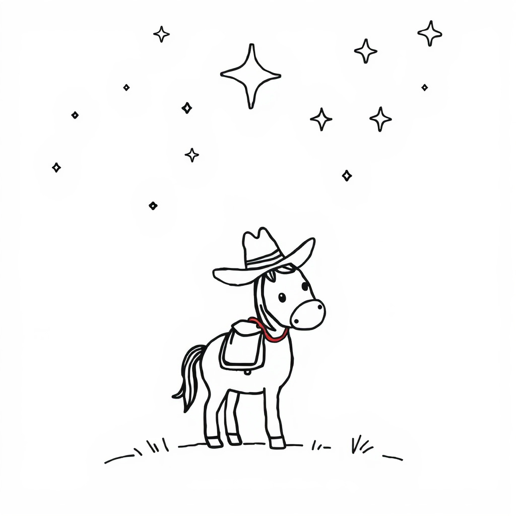 Cowboy under starry sky