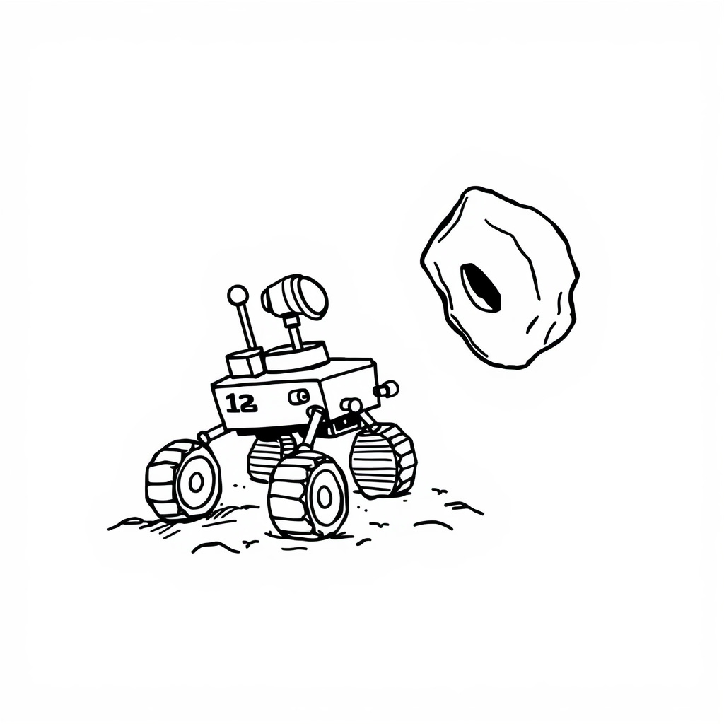 Space rover exploring icy comet