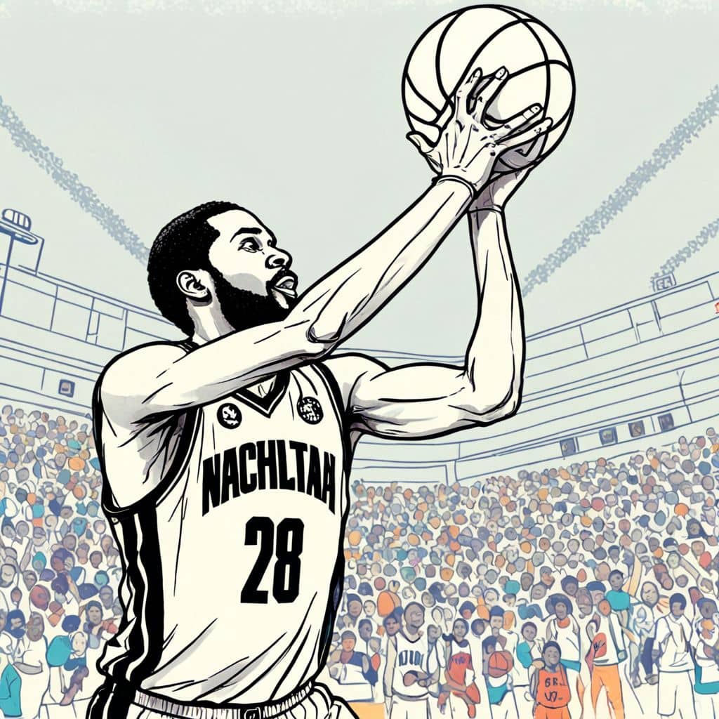 Colored Kevin Durant - the Nets player blocking a shot