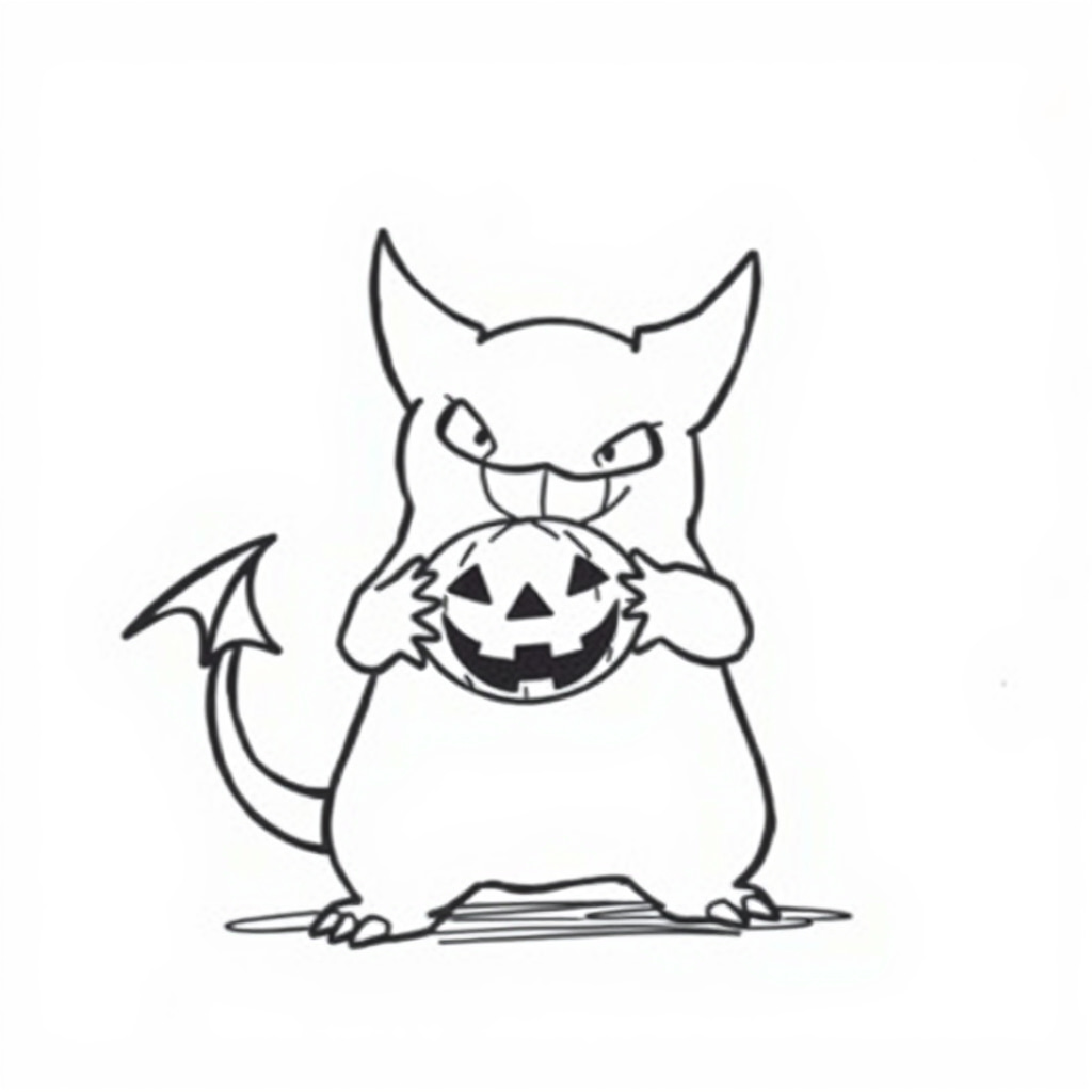 Gengar carrying a jack-o'-lantern.