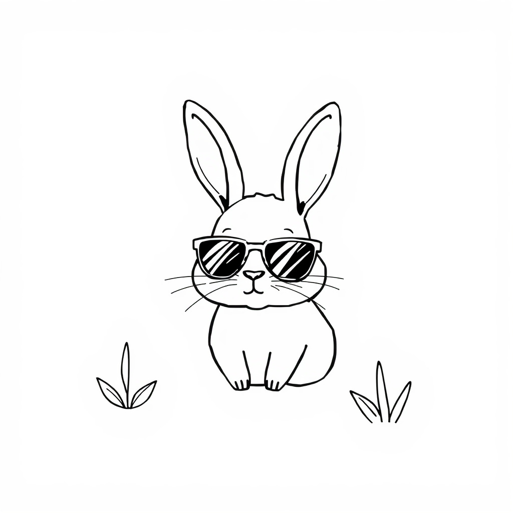 Gardening rabbit in stylish sunglasses.