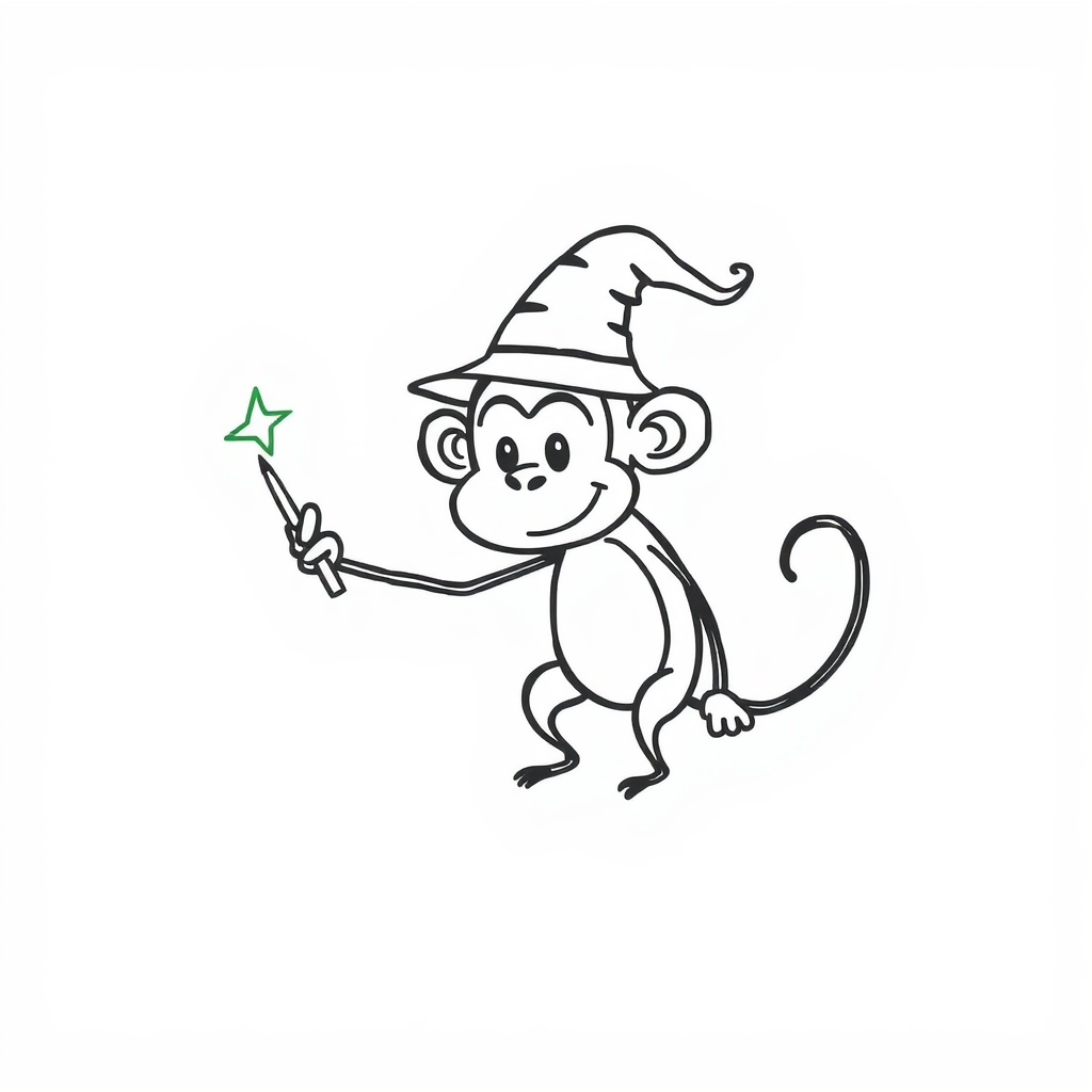 Monkey using a wizard's wand.